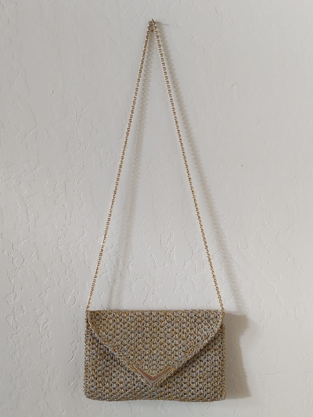 Rodo Vintage Woven Gold Metallic Envelope Evening Shoulder Bag or Clutch